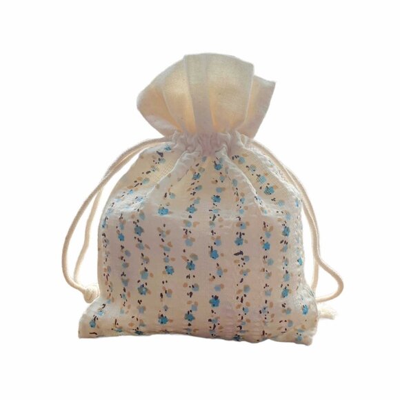 24 Floral Flower Patterned Cotton Fabric Gift Jewelry Bags Drawstring Cord - Picture 4 of 10